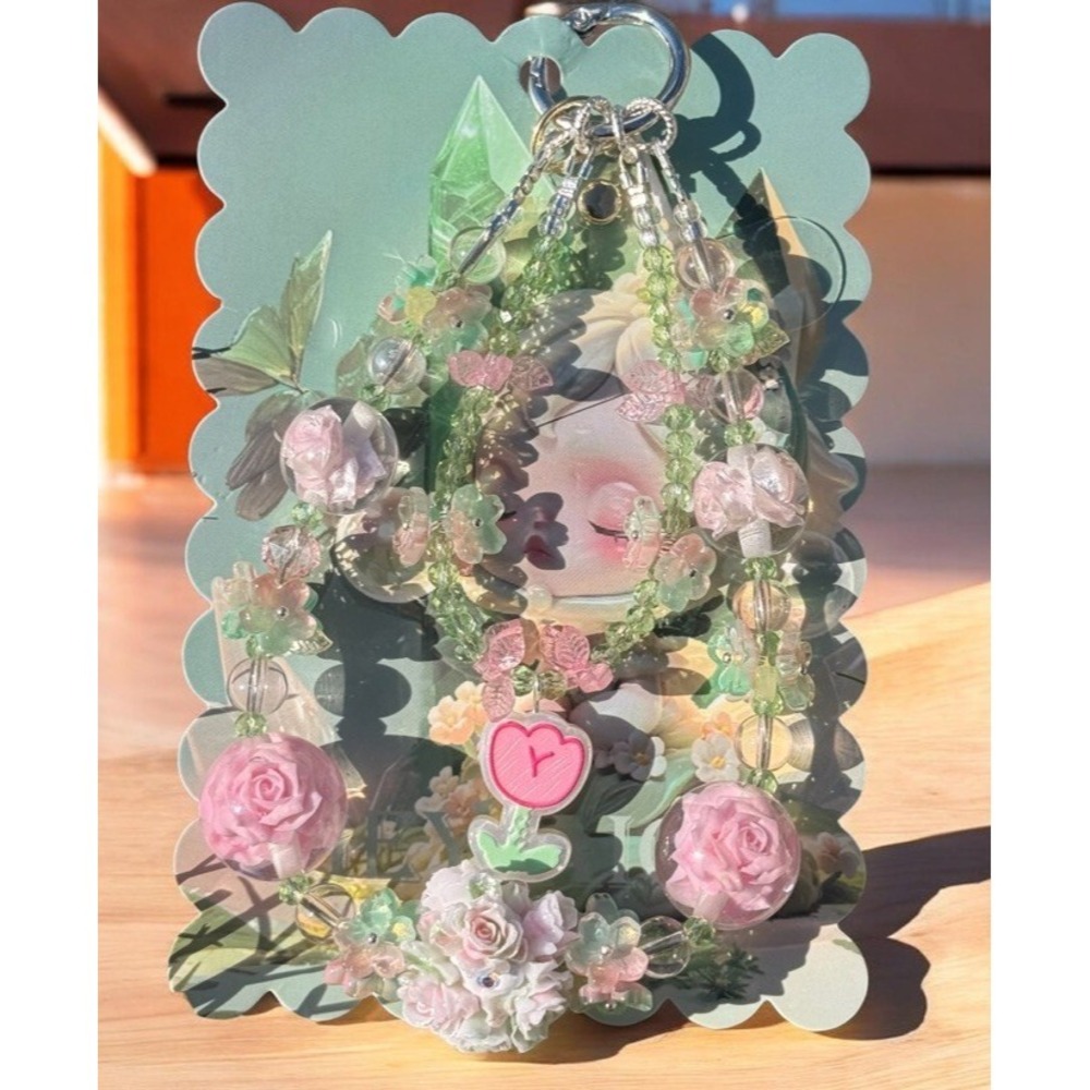 Handmade Fairycore Beaded Bag Charm Kawaii Floral Purse Keychain Cute